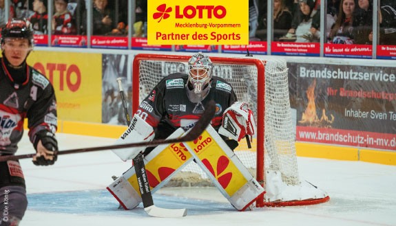 Zwei Spieler der Rostock Piranhas auf dem Eis 