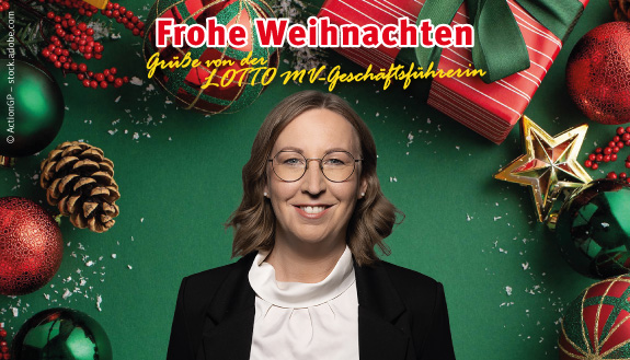 LOTTO MV Gesch&auml;ftsf&uuml;hrerin Elisabeth A&szlig;mann. Hintergrund weihnachtlich gr&uuml;n.