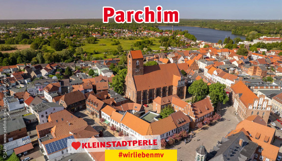 Luftaufnahme der Parchimer gotischen Altstadt