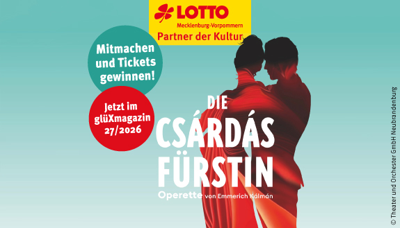Plakat der Festspiele MV mit Schattierung des F&uuml;rstenpaares