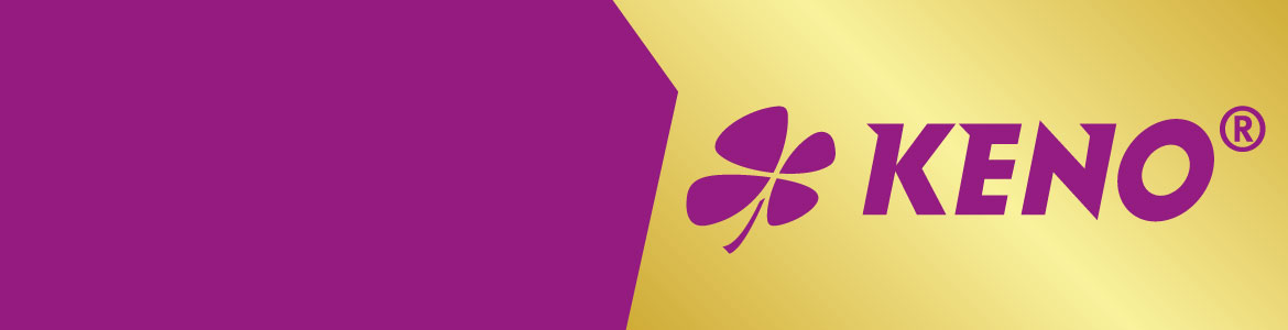 KENO-Logo und lilafarbener Hintergrund