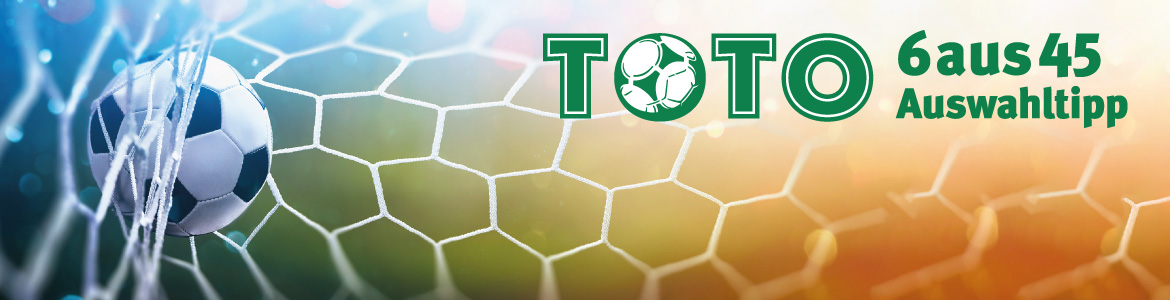 TOTO 6aus45 Auswahltipp Logo mit Fu&szlig;ball und Tor